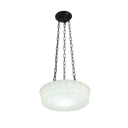 3-Light Vintage Ceramic Shade Schoolhouse Pendant Light