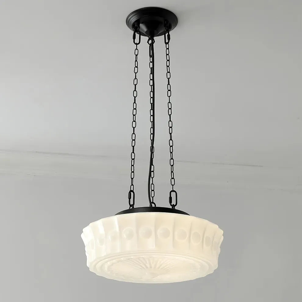 3-Light Vintage Ceramic Shade Schoolhouse Pendant Light