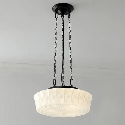 3-Light Vintage Ceramic Shade Schoolhouse Pendant Light