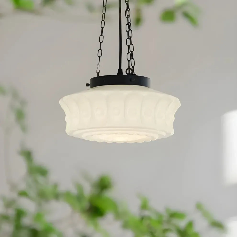 3-Light Vintage Ceramic Shade Schoolhouse Pendant Light