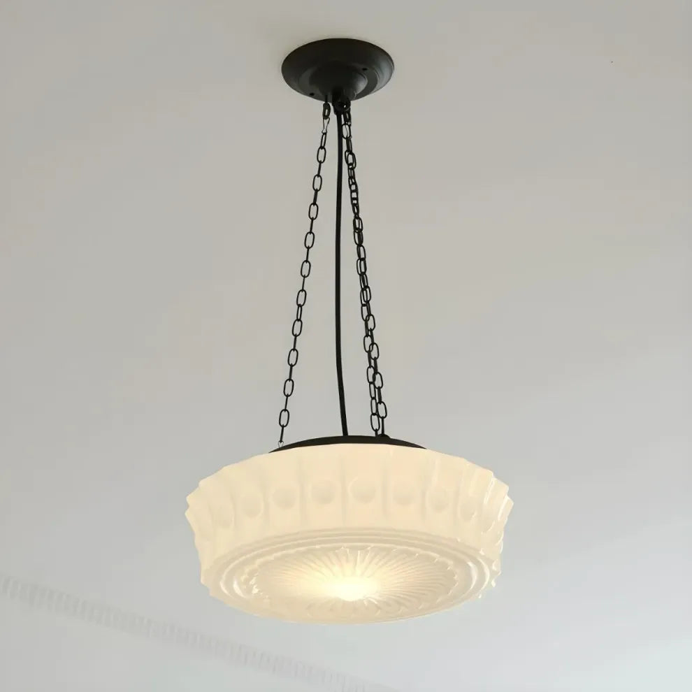 3-Light Vintage Ceramic Shade Schoolhouse Pendant Light