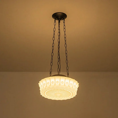 3-Light Vintage Ceramic Shade Schoolhouse Pendant Light