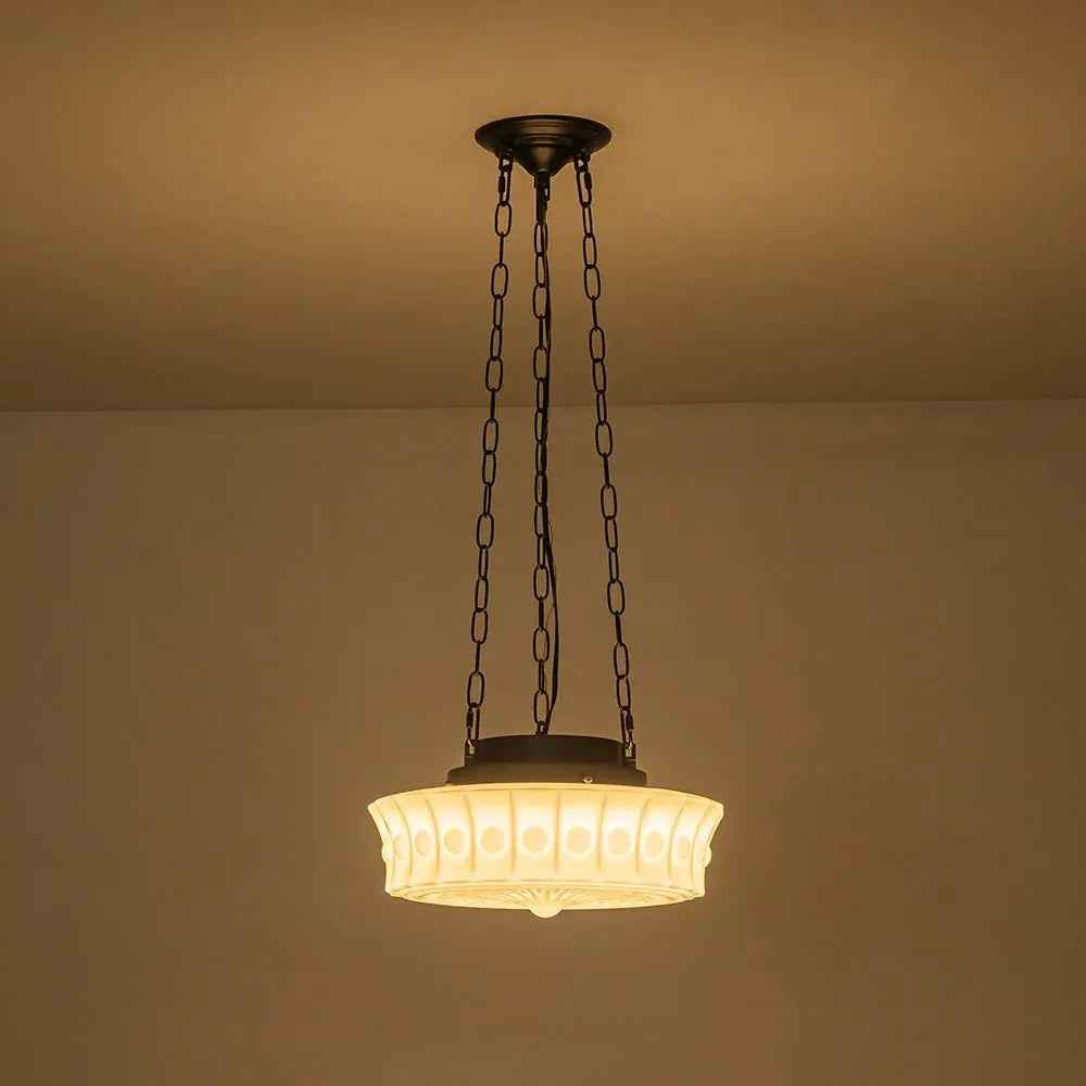 3-Light Vintage Ceramic Shade Schoolhouse Pendant Light