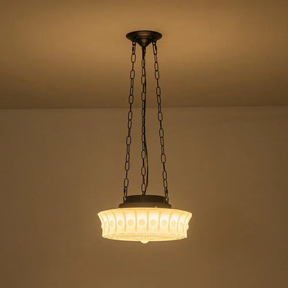 3-Light Vintage Ceramic Shade Schoolhouse Pendant Light