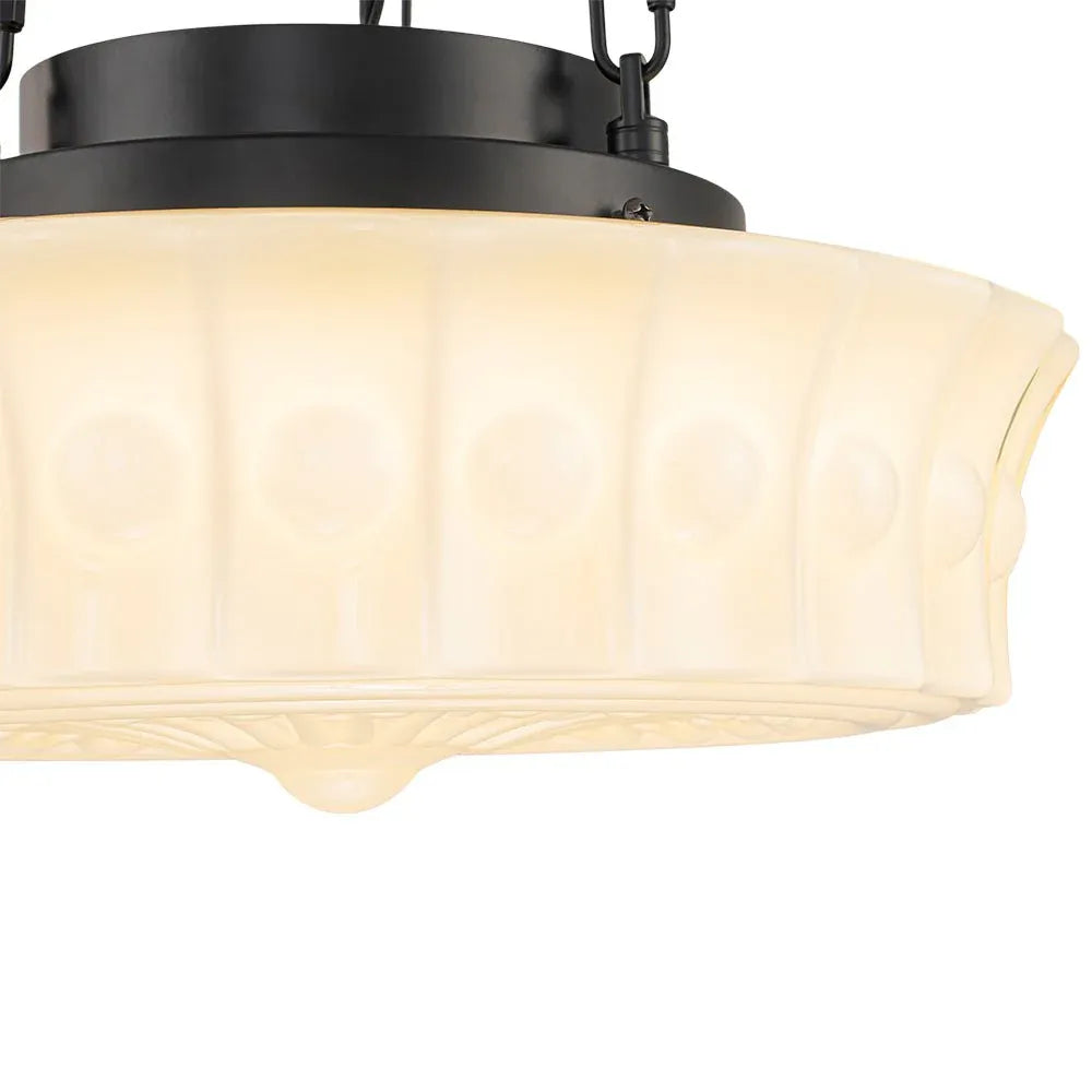 3-Light Vintage Ceramic Shade Schoolhouse Pendant Light