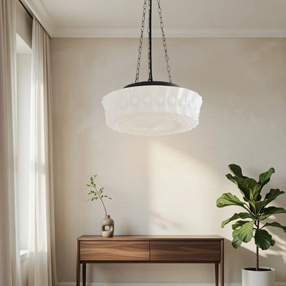 3-Light Vintage Ceramic Shade Schoolhouse Pendant Light