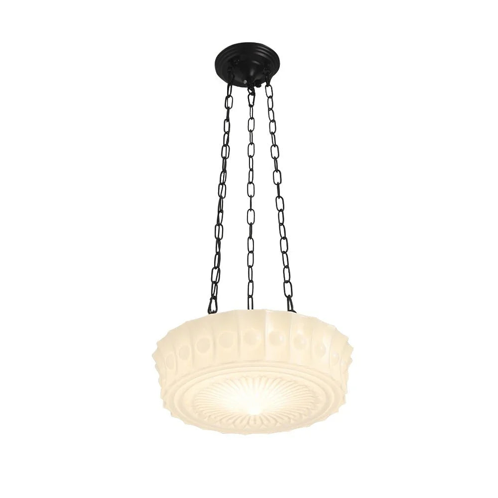 3-Light Vintage Ceramic Shade Schoolhouse Pendant Light