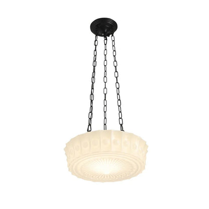 3-Light Vintage Ceramic Shade Schoolhouse Pendant Light