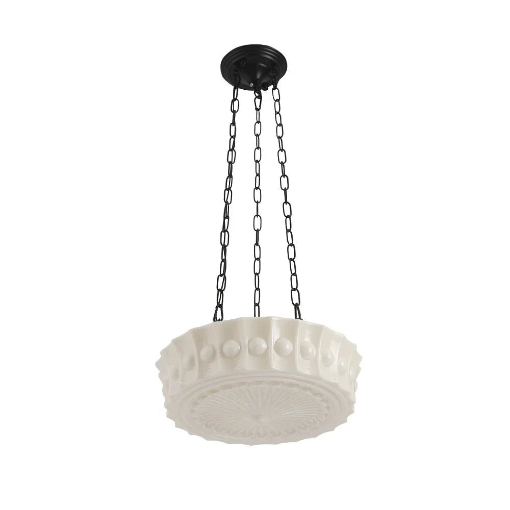3-Light Vintage Ceramic Shade Schoolhouse Pendant Light