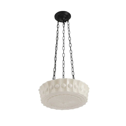 3-Light Vintage Ceramic Shade Schoolhouse Pendant Light