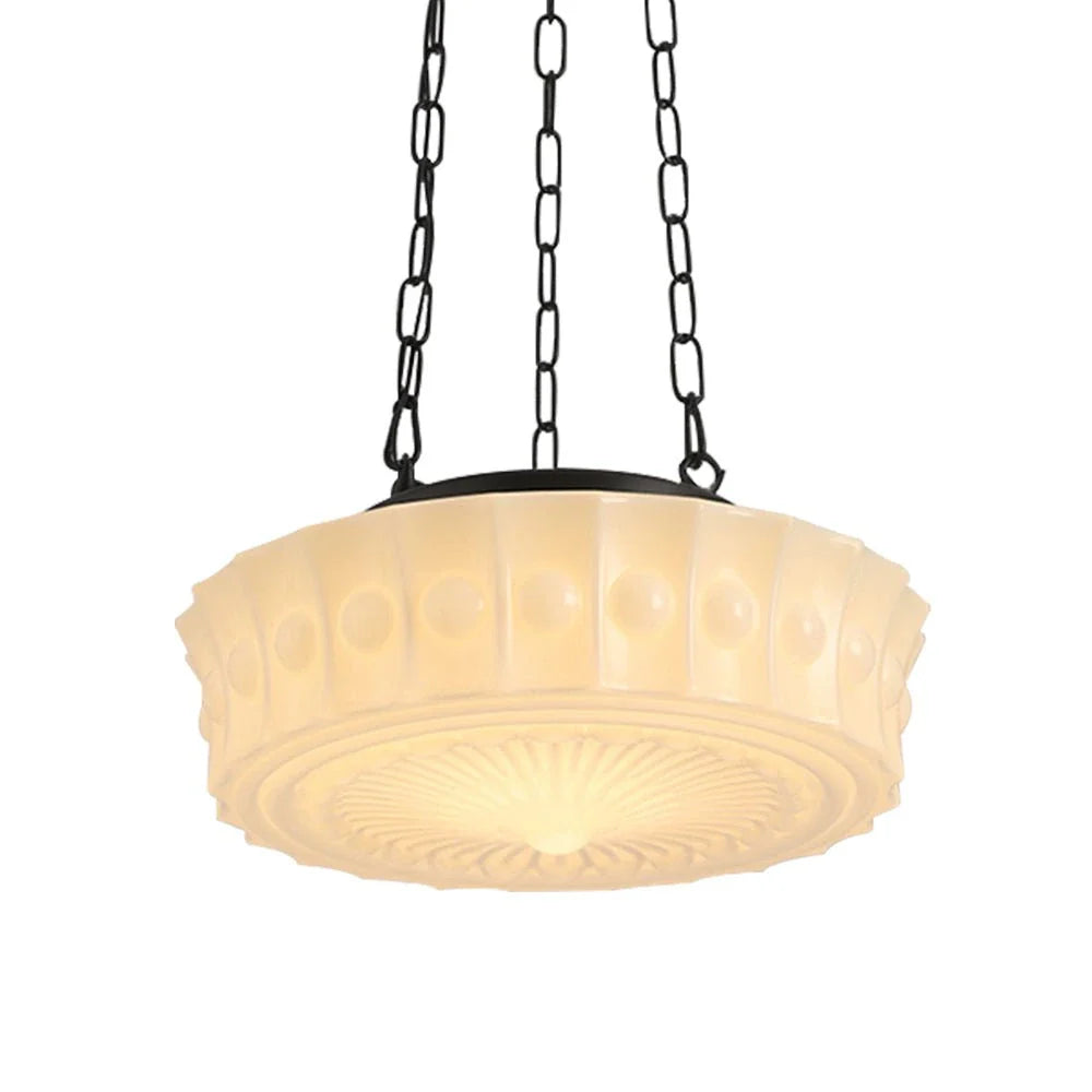 3-Light Vintage Ceramic Shade Schoolhouse Pendant Light