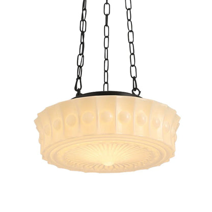 3-Light Vintage Ceramic Shade Schoolhouse Pendant Light