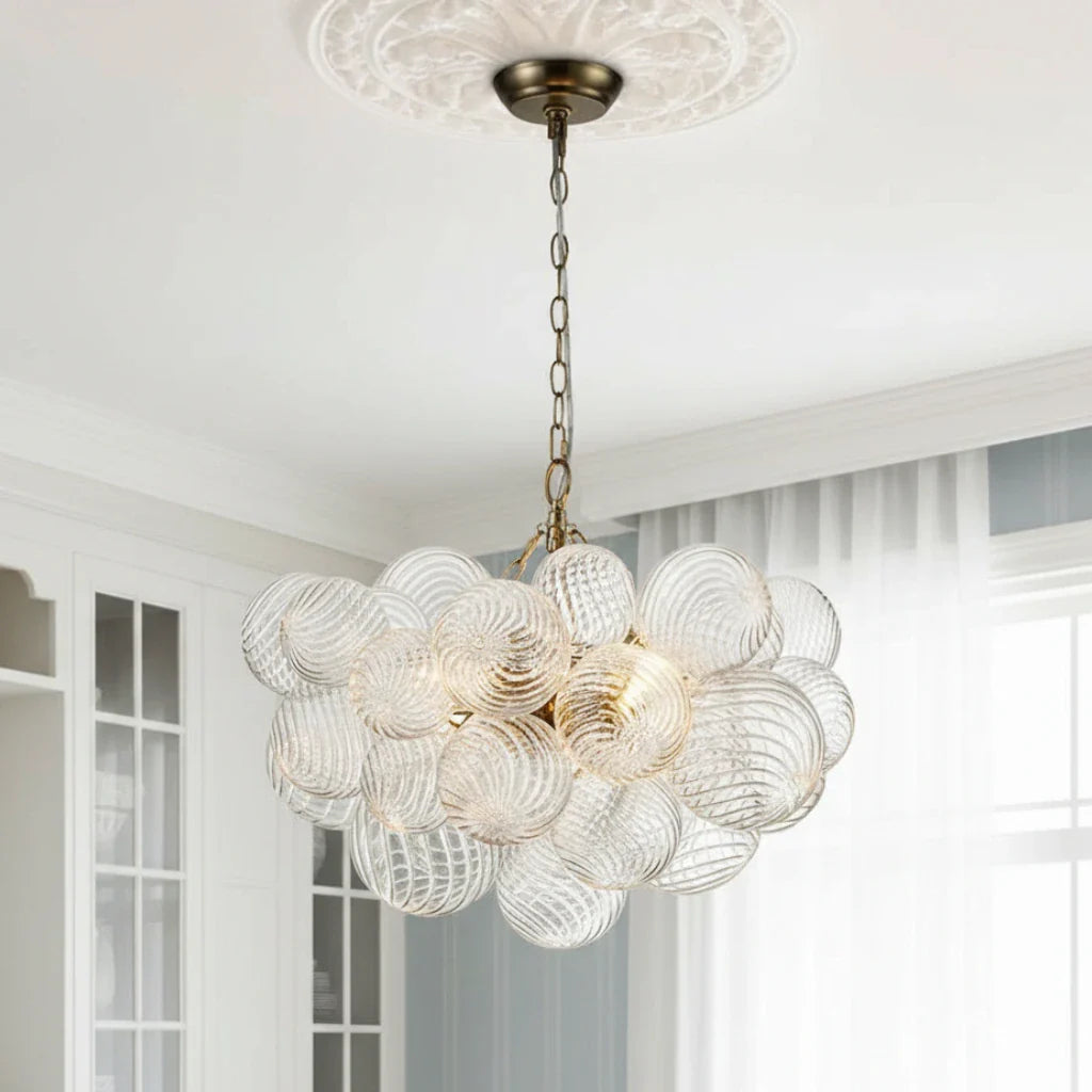 Eleni Modern Ribbed Glass Bubble Chandelier