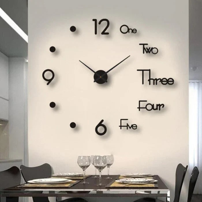 3D Adhesive Wall Clock with Self-Adhesive Markers and Battery Operated Quartz Movement - Image 12
