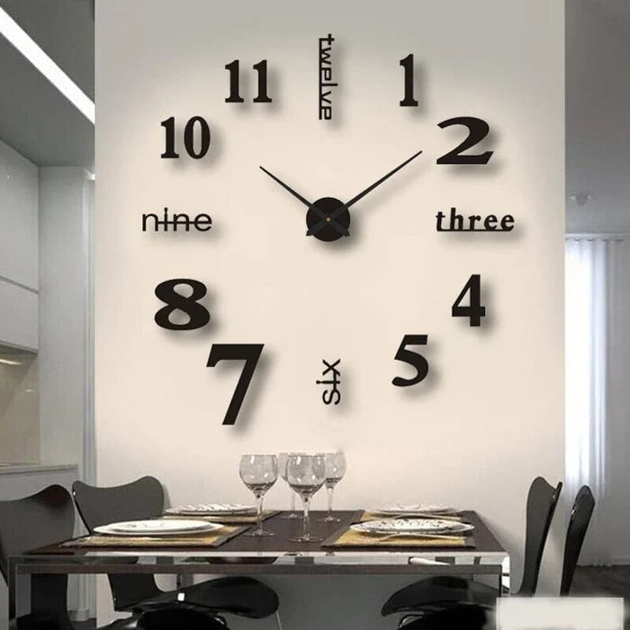 3D Adhesive Wall Clock with Self-Adhesive Markers and Battery Operated Quartz Movement - Image 14