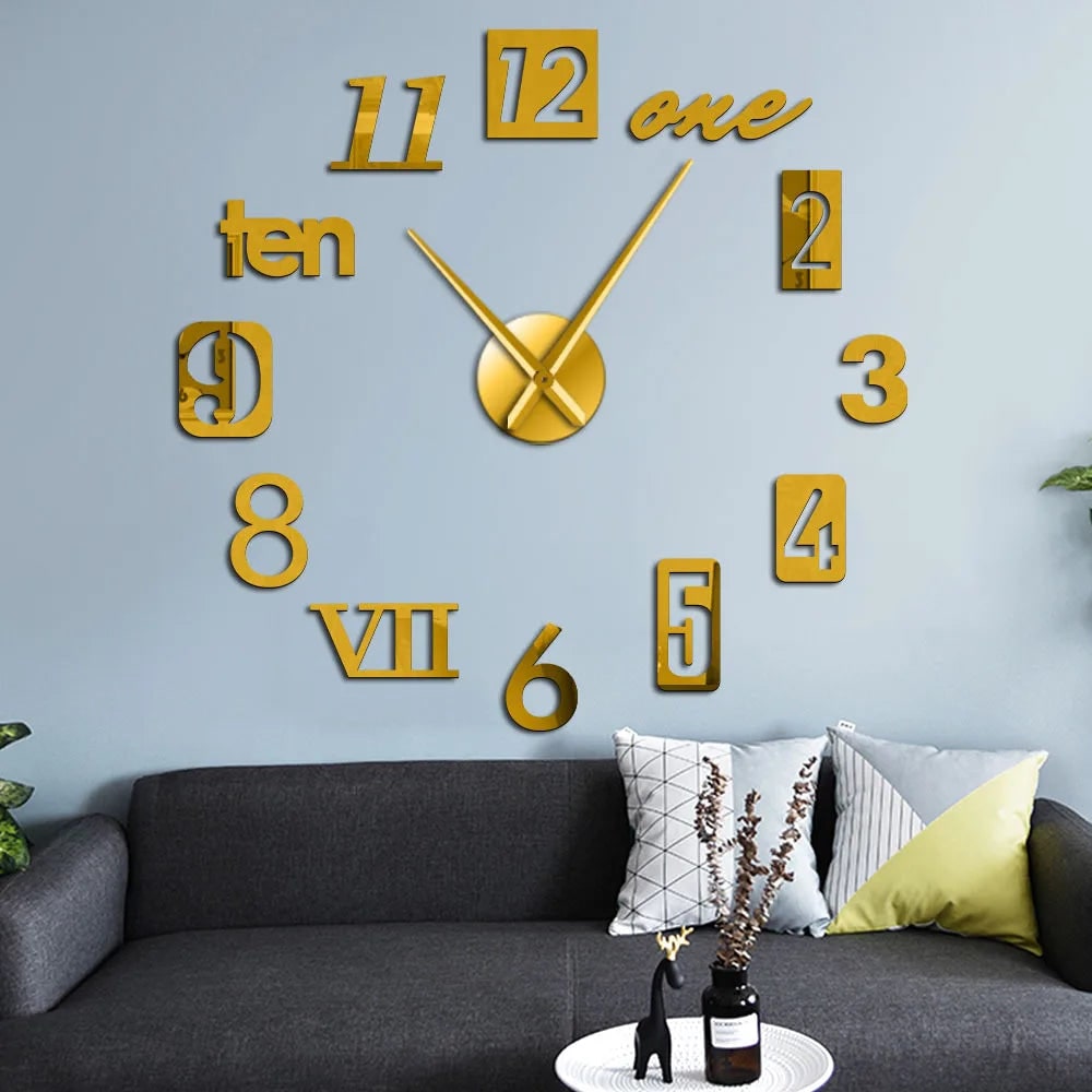 3D Adhesive Wall Clock with Self-Adhesive Markers and Battery Operated Quartz Movement - Image 4