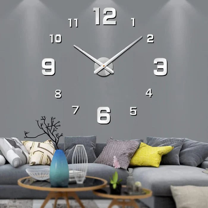 3D Adhesive Wall Clock with Self-Adhesive Markers and Battery Operated Quartz Movement - Image 6