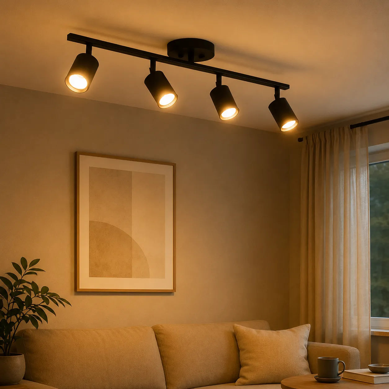 4-Head Ceiling Spotlight with Minimal Form