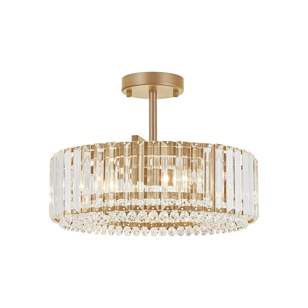 Kian Modern 4-Light Crystal Drum Semi-Flush Ceiling Light