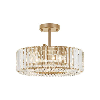 4-Light Crystal Accent Drum Semi Flush Mount Ceiling Light