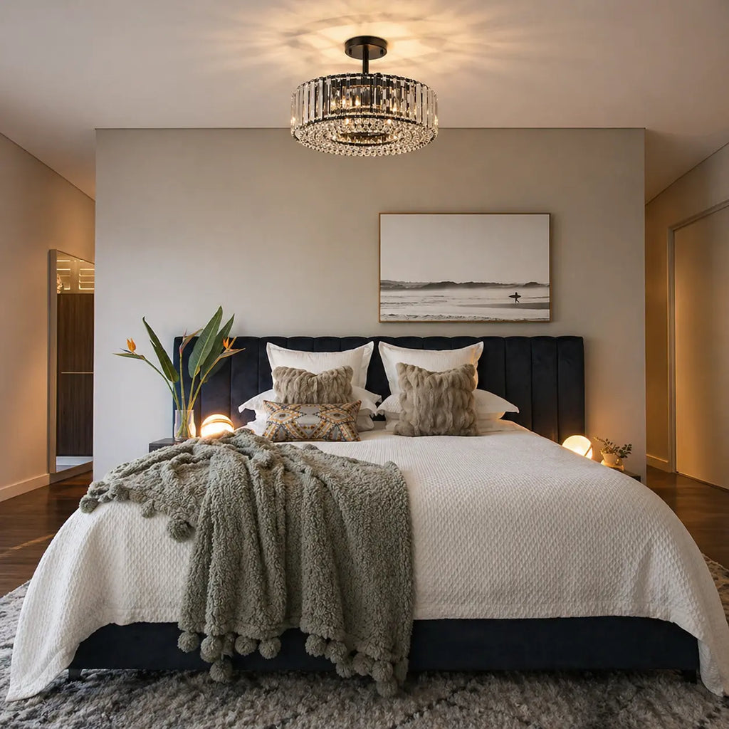 Kian Modern 4-Light Crystal Drum Semi-Flush Ceiling Light