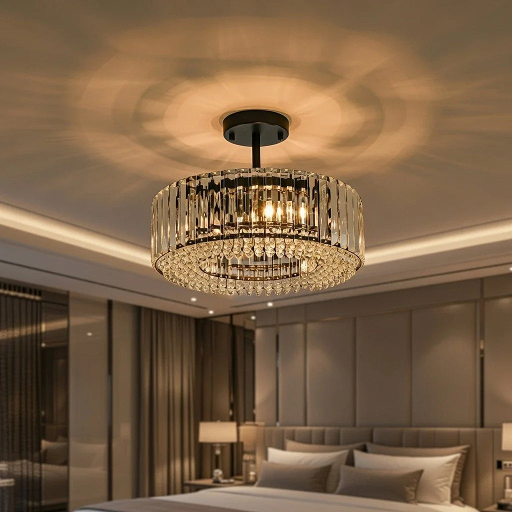 Kian Modern 4-Light Crystal Drum Semi-Flush Ceiling Light