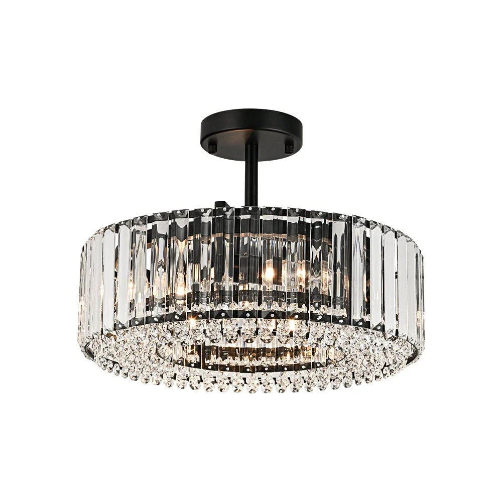 Kian Modern 4-Light Crystal Drum Semi-Flush Ceiling Light