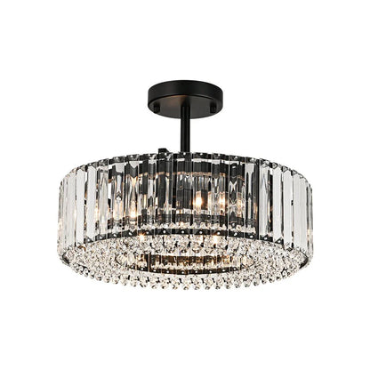 4-Light Crystal Accent Drum Semi Flush Mount Ceiling Light
