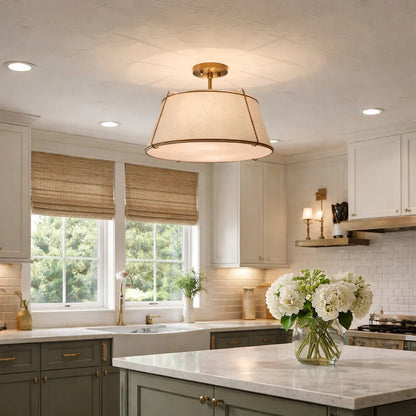 4-Light Tapered Linen Drum Ceiling Light