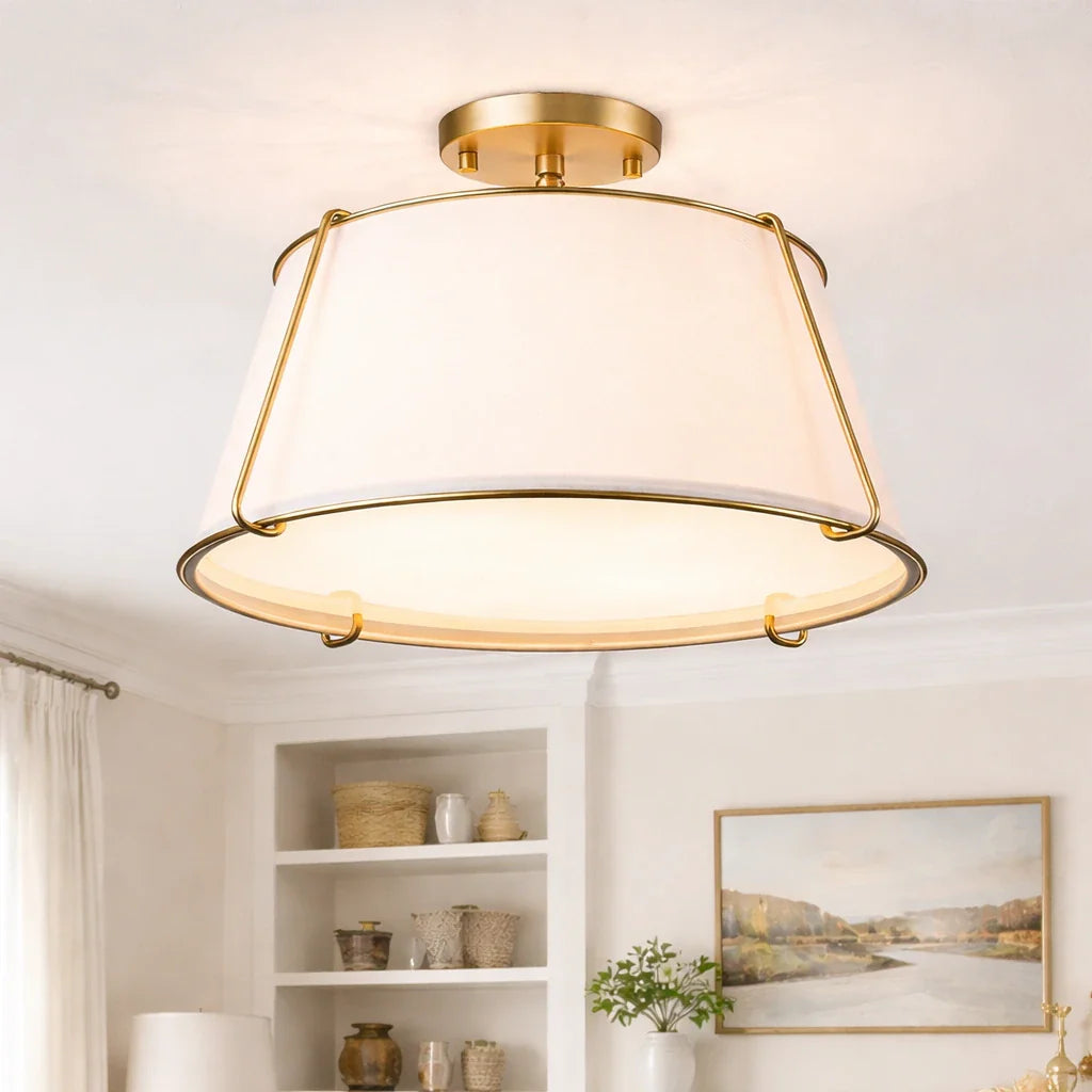 Niall Modern 4-Light Linen Drum Semi-Flush Ceiling Light