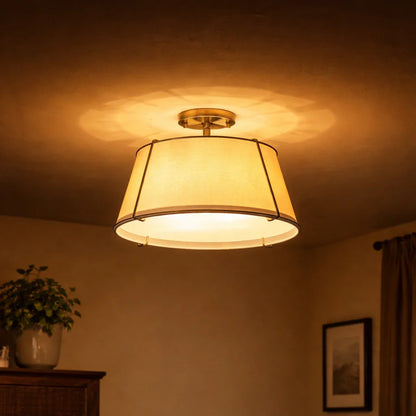 4-Light Tapered Linen Drum Ceiling Light