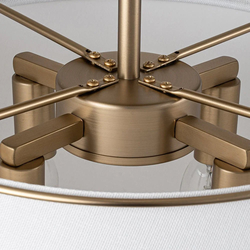 Niall Modern 4-Light Linen Drum Semi-Flush Ceiling Light