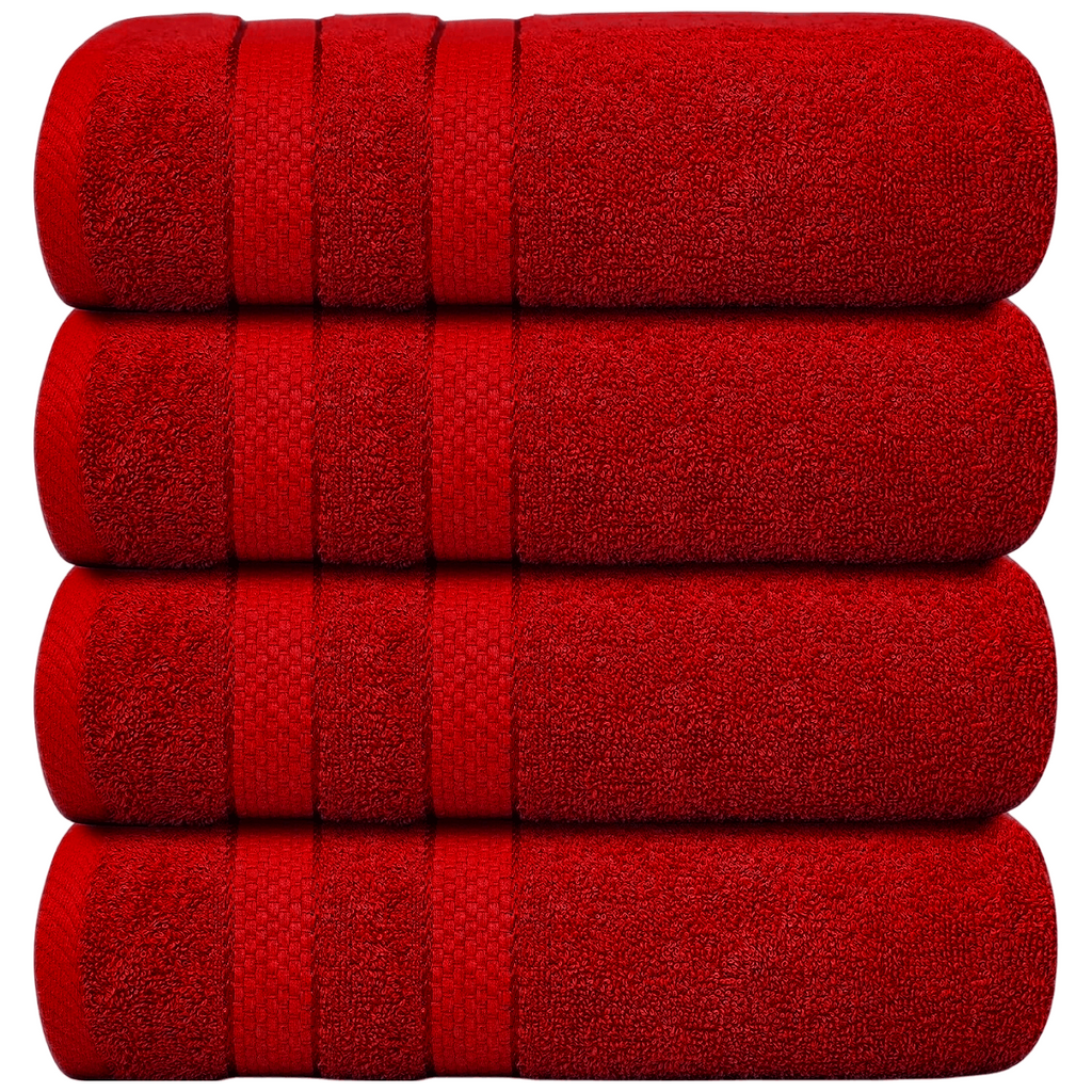 4-Piece Bath Towel Set with 100% Cotton Terry and Quick-Dry Absorbent Fabric - Image 1
