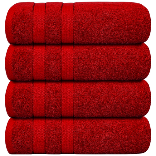 4-Piece Bath Towel Set with 100% Cotton Terry and Quick-Dry Absorbent Fabric - Image 1