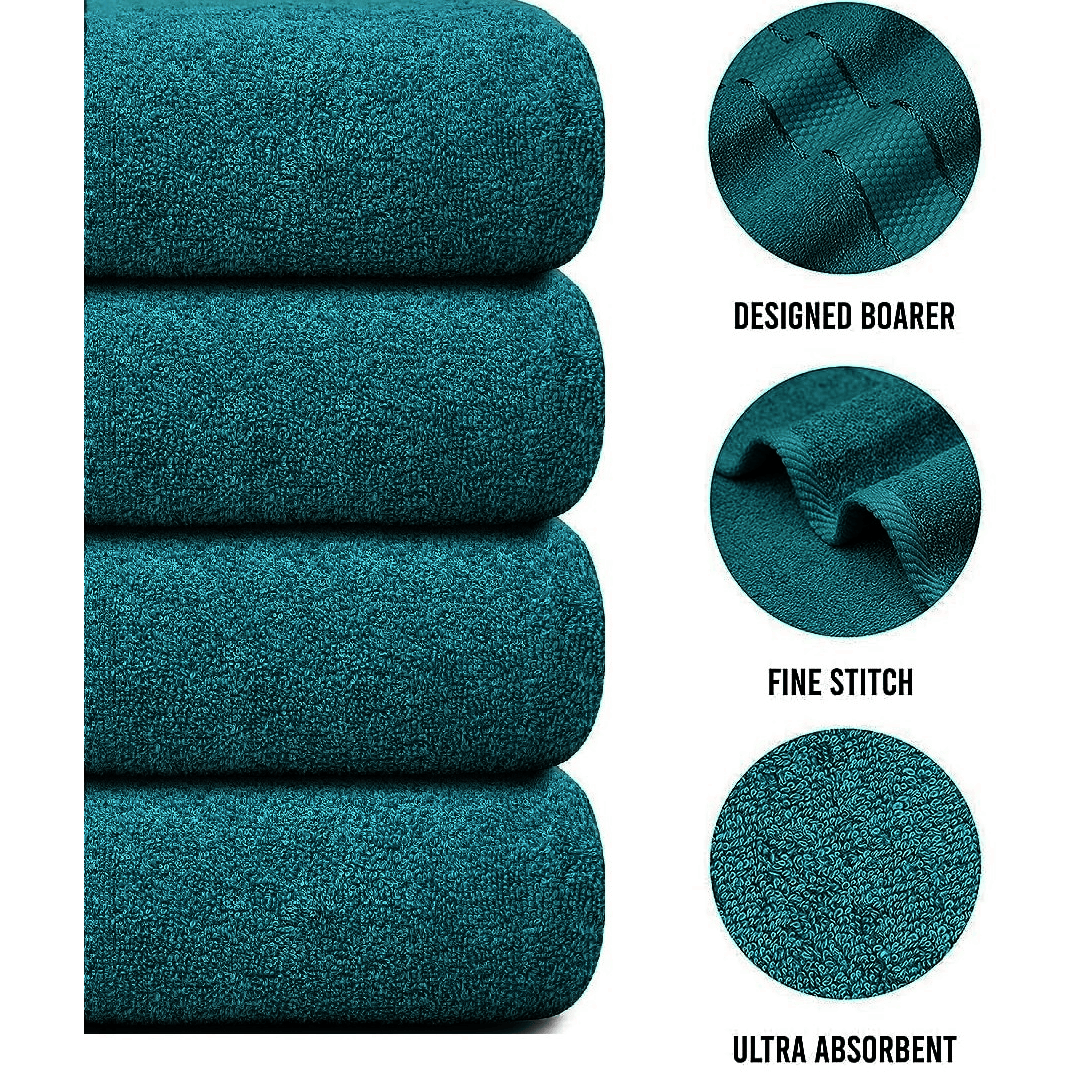 4-Piece Bath Towel Set with 100% Cotton Terry and Quick-Dry Absorbent Fabric - Image 21