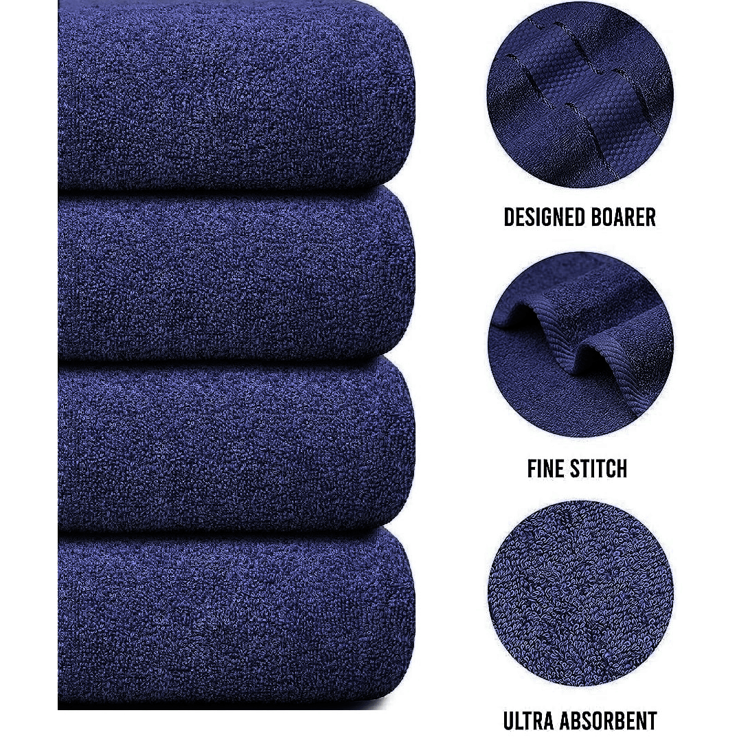 4-Piece Bath Towel Set with 100% Cotton Terry and Quick-Dry Absorbent Fabric - Image 33