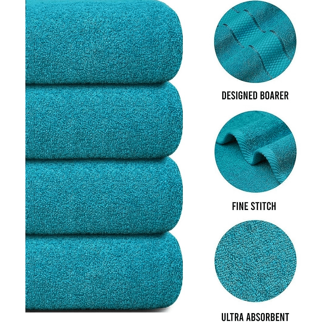 4-Piece Bath Towel Set with 100% Cotton Terry and Quick-Dry Absorbent Fabric - Image 36