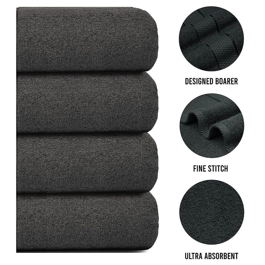 4-Piece Bath Towel Set with 100% Cotton Terry and Quick-Dry Absorbent Fabric - Image 39