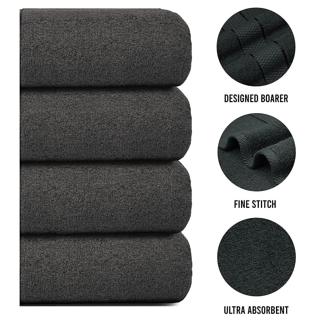 4-Piece Bath Towel Set with 100% Cotton Terry and Quick-Dry Absorbent Fabric - Image 39