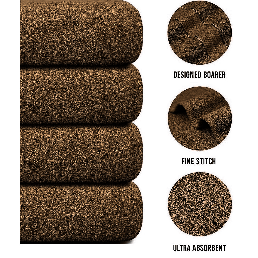4-Piece Bath Towel Set with 100% Cotton Terry and Quick-Dry Absorbent Fabric - Image 42