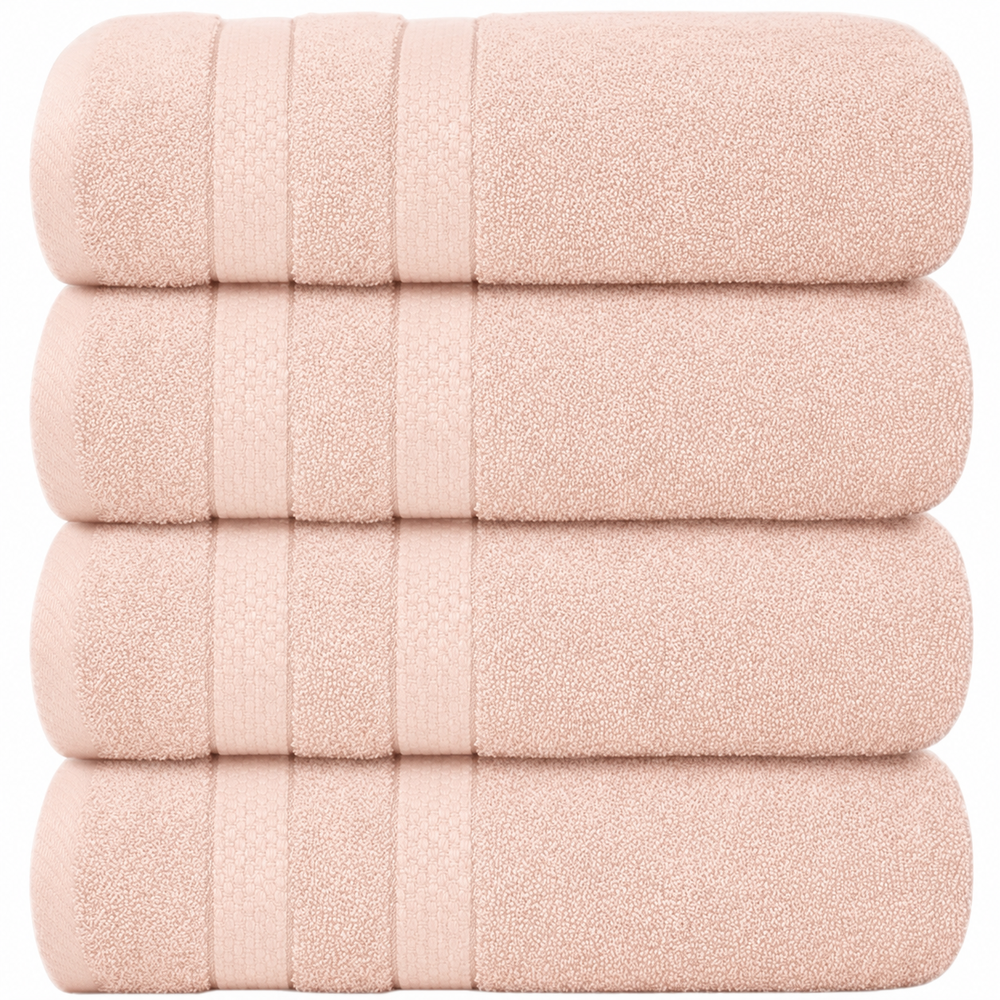 4-Piece Bath Towel Set with 100% Cotton Terry and Quick-Dry Absorbent Fabric - Image 44