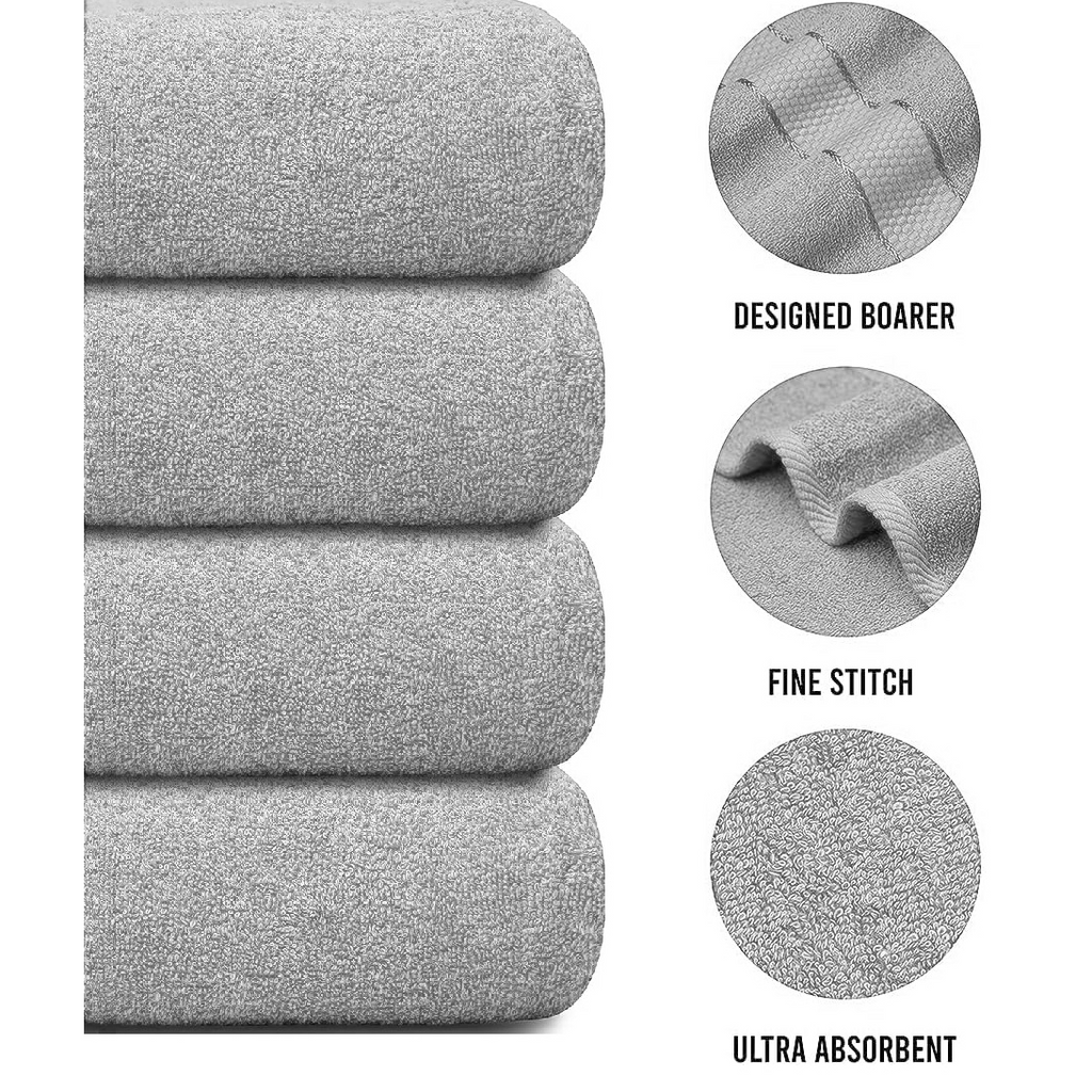 4-Piece Bath Towel Set with 100% Cotton Terry and Quick-Dry Absorbent Fabric - Image 6