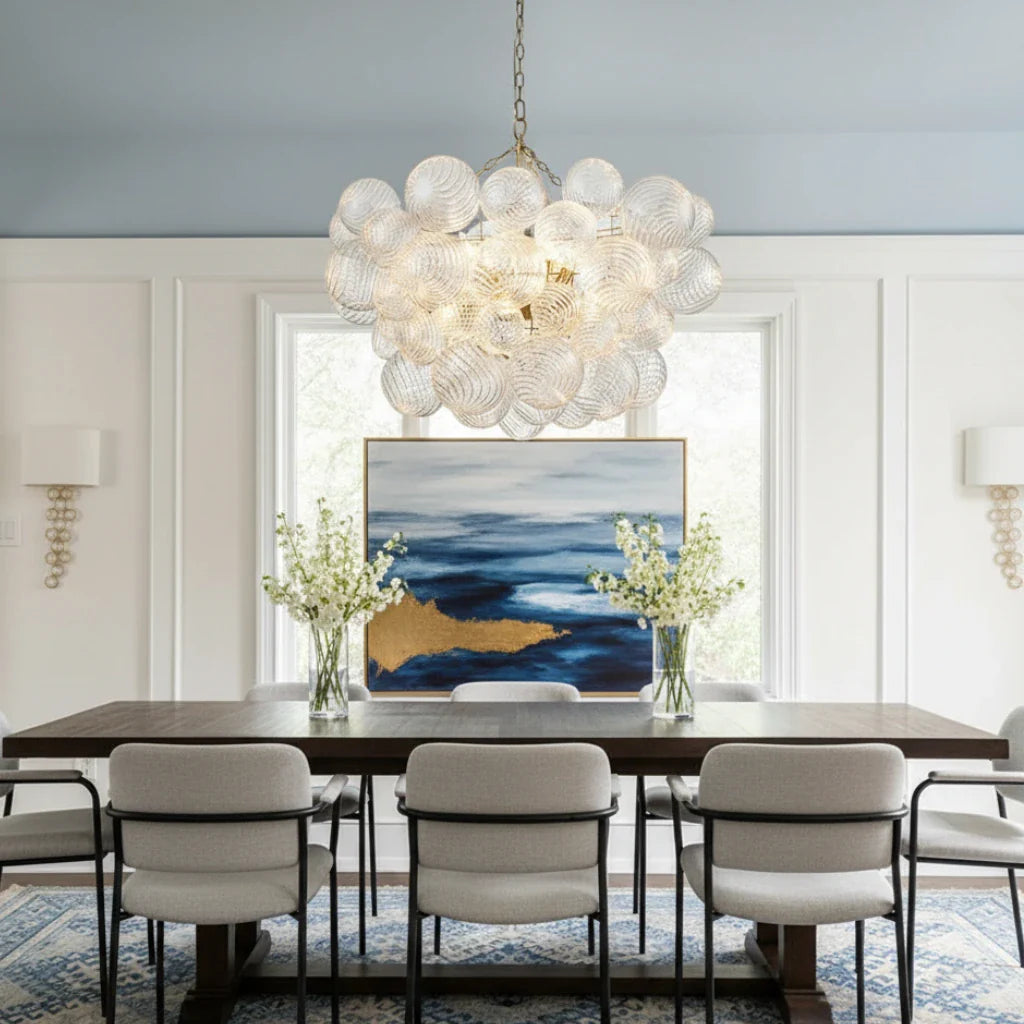 Eleni Modern Ribbed Glass Bubble Chandelier