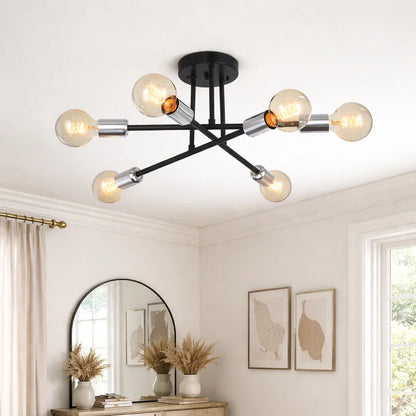 6-Light Mid-Century Sputnik Ceiling Light