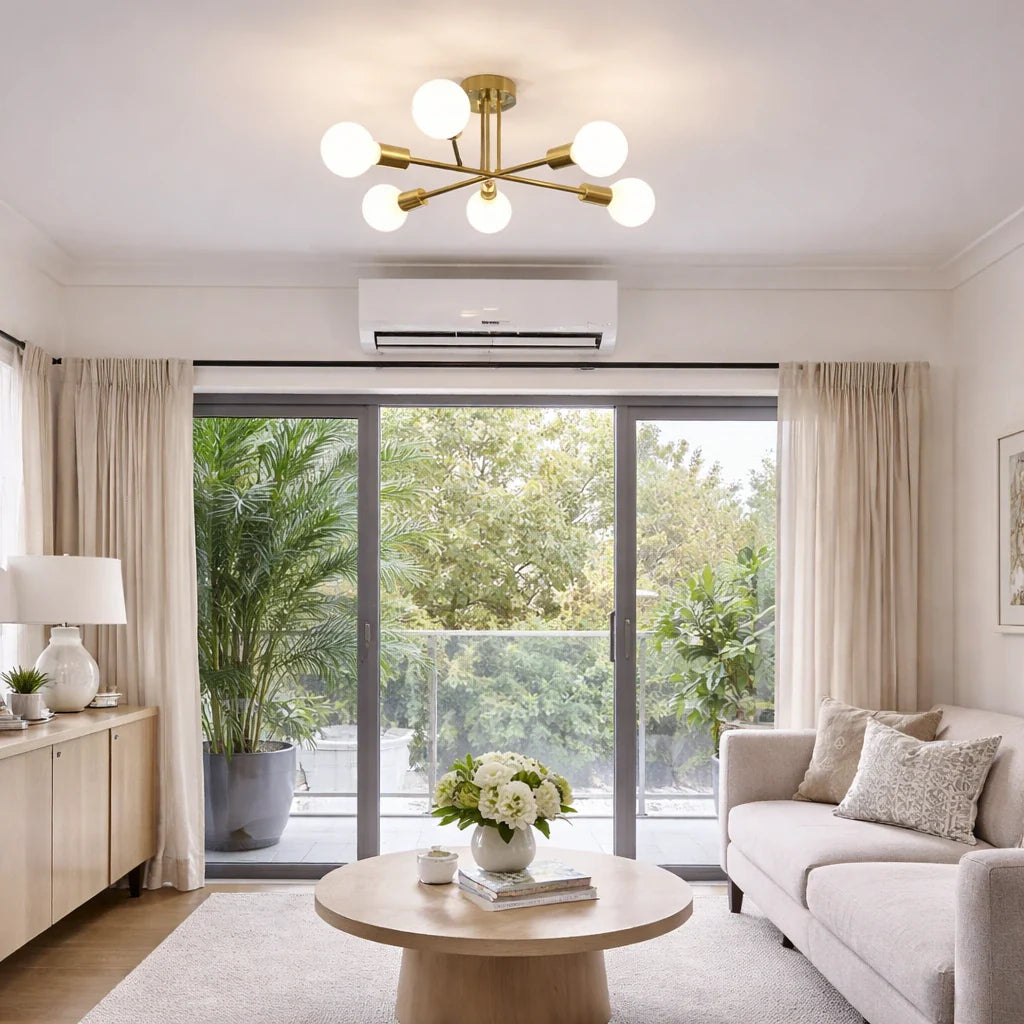 Briony Mid-Century 6-Light Sputnik Semi-Flush Ceiling Light