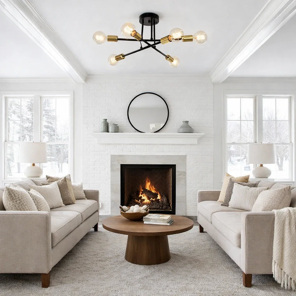 Briony Mid-Century 6-Light Sputnik Semi-Flush Ceiling Light