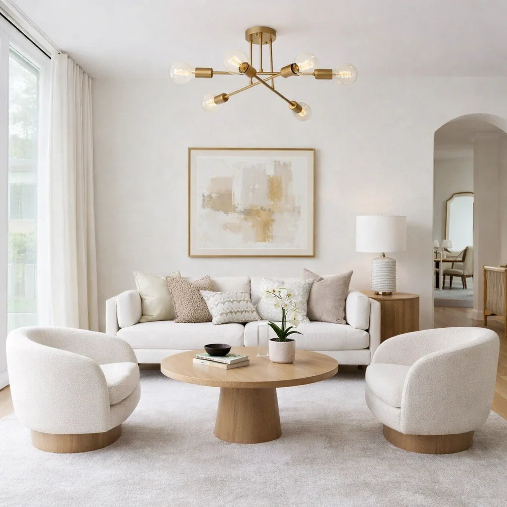 Briony Mid-Century 6-Light Sputnik Semi-Flush Ceiling Light