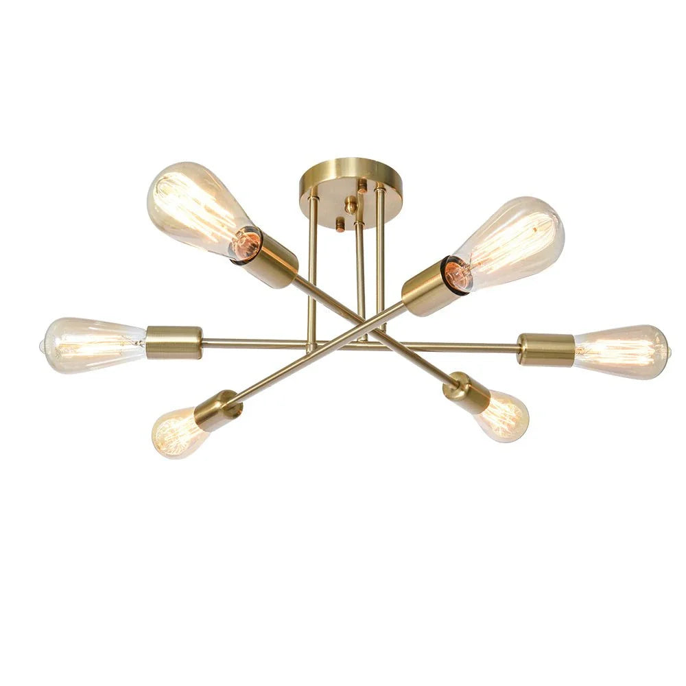 Briony Mid-Century 6-Light Sputnik Semi-Flush Ceiling Light
