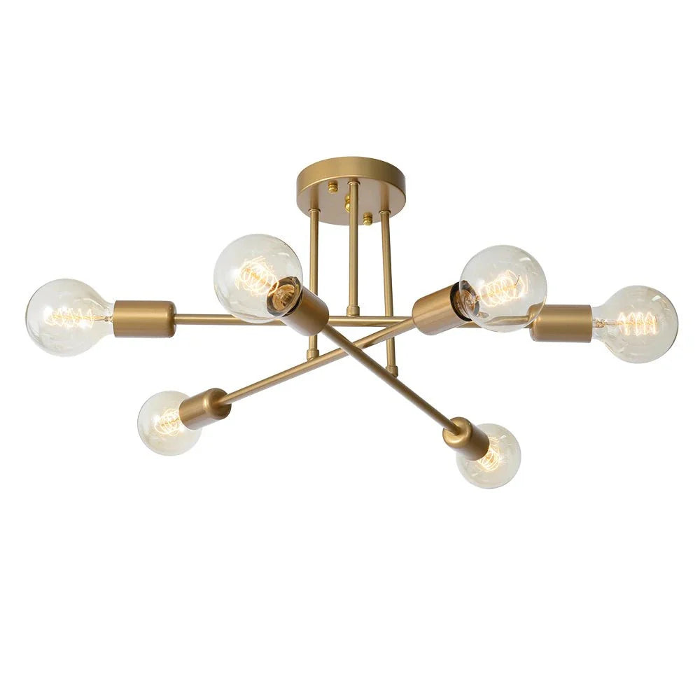 Briony Mid-Century 6-Light Sputnik Semi-Flush Ceiling Light