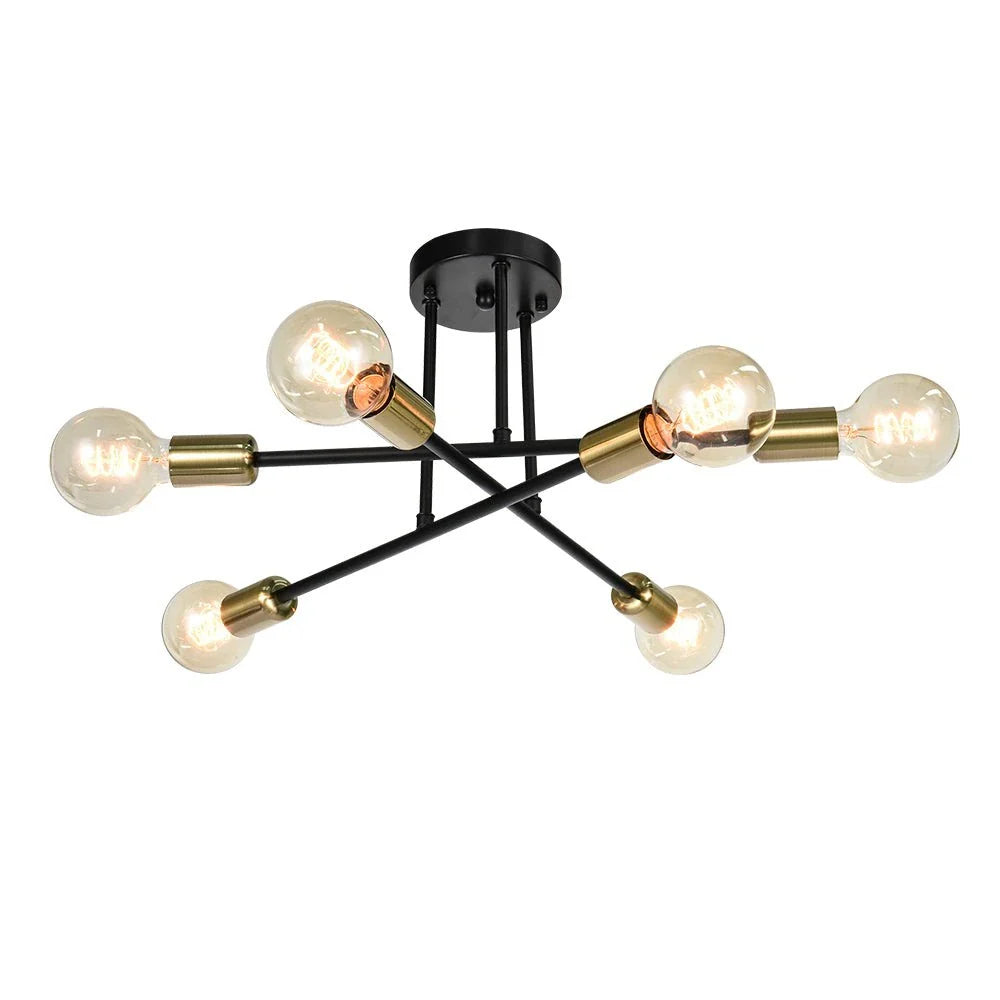 Briony Mid-Century 6-Light Sputnik Semi-Flush Ceiling Light